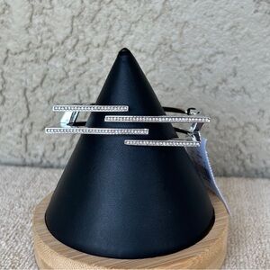 The Limited Sleek Silver & Stone Geometric Hinged Bracelet